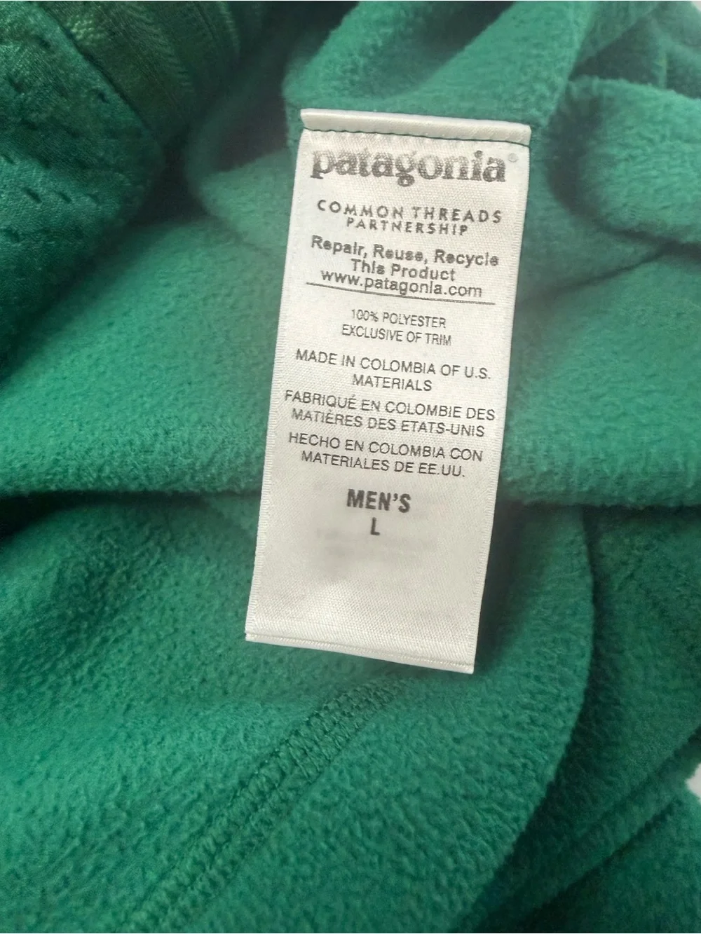 Vintage Patagonia Full Zip Fleece Pullover Men's Large Green
